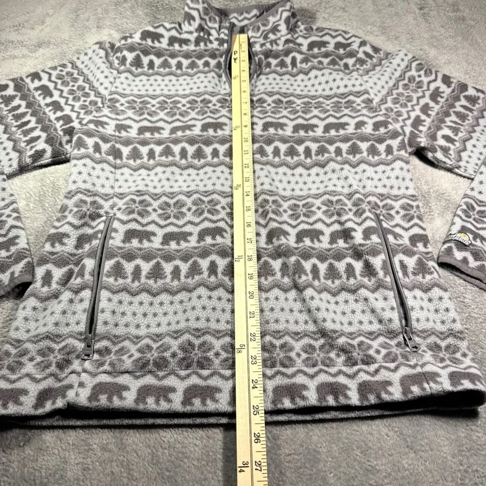 Chubbies Mens Grey Fair Isle Bear Fleece Quarter Zip‎ Pullover Sweater Medium
